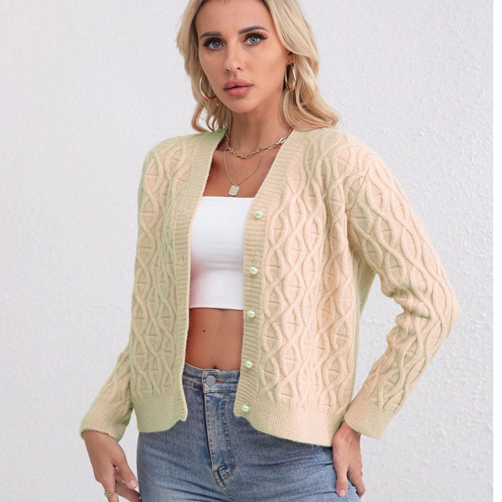 Damen Strickjacke mit strukturiertem Zopfmuster und zarten Knöpfen Drune