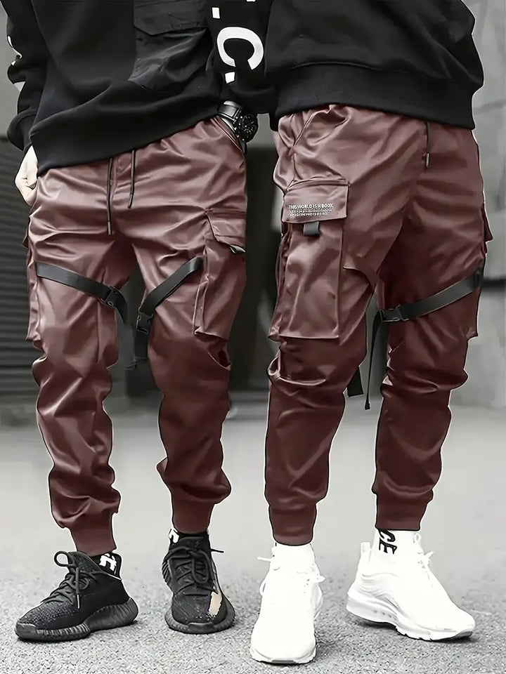 Herren Technische Cargo-Jogginghose mit Mehrfachtaschen, Gurtriemen & elastischem Bündchen Drune