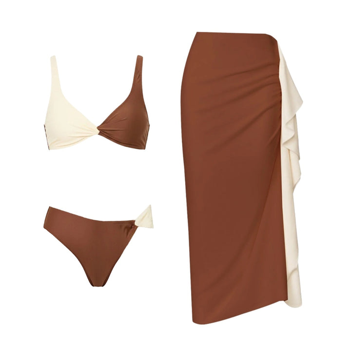 Damen Bikiniset mit eleganter Drapierung und modischem Wickelrock Drune