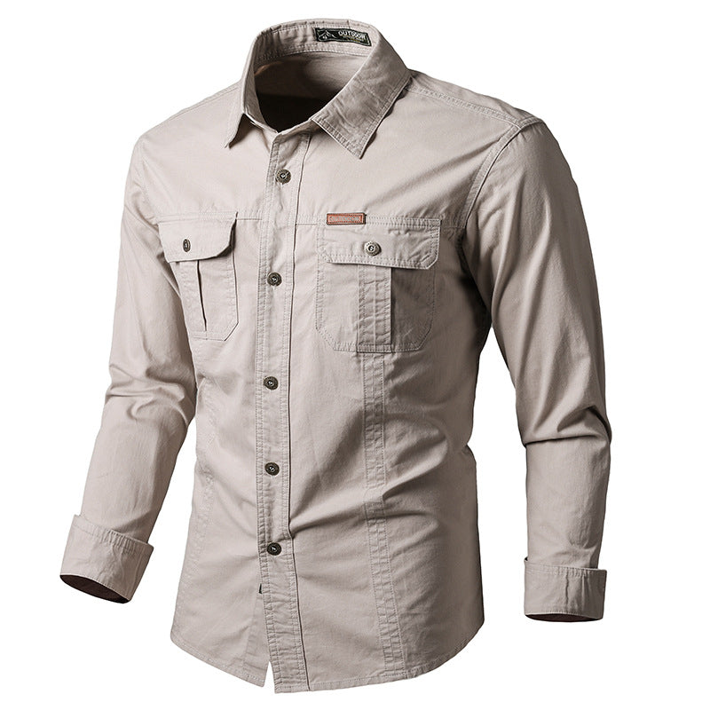 Herren nan leichte Overshirt-Jacke mit Klappbrusttaschen und klassischem Hemdkragen Drune