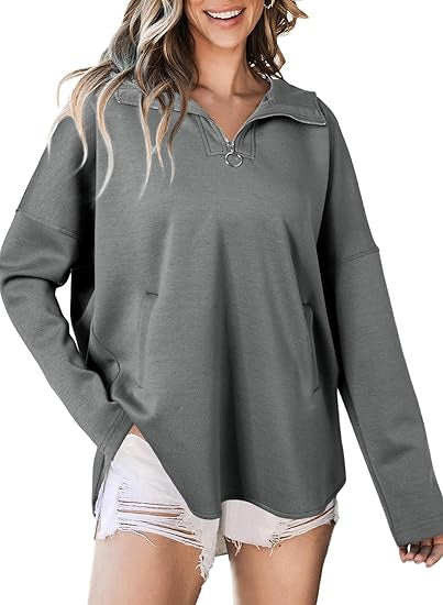 Damen lässiger Kapuzenpullover mit Reißverschluss Drune