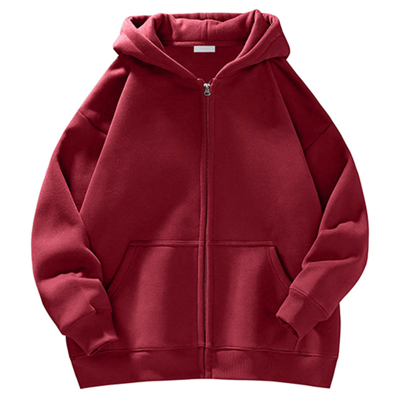 Unisex Oversize-Kapuzenjacke mit durchgehendem Reißverschluss, Teddyfutter und Känguru-Taschen Drune