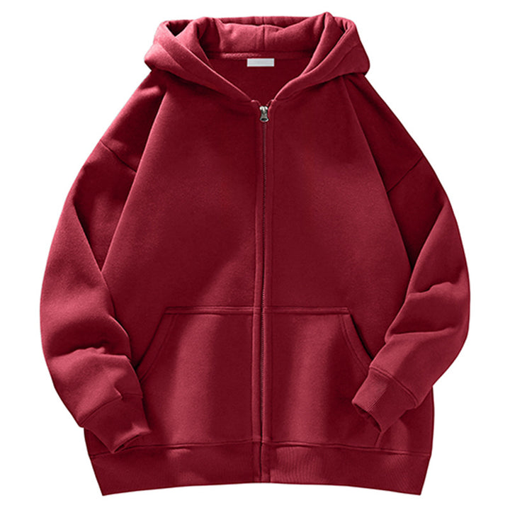 Unisex Oversize-Kapuzenjacke mit durchgehendem Reißverschluss, Teddyfutter und Känguru-Taschen Drune