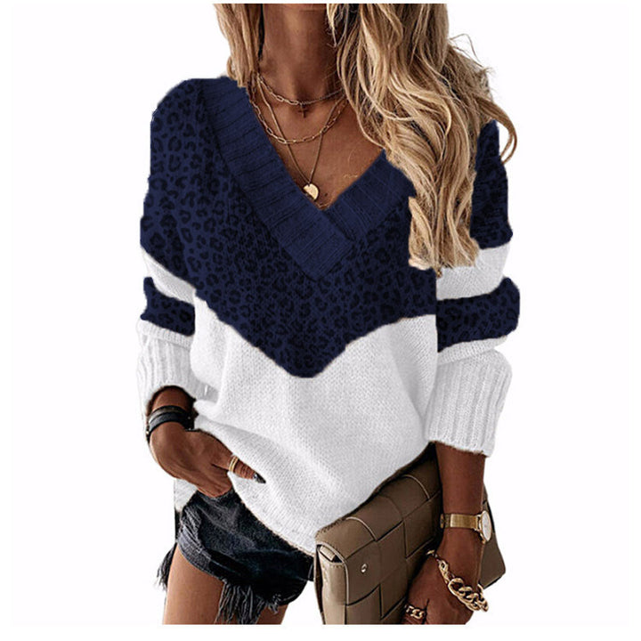 Damen nan V-Ausschnitt Strickpullover mit Chevron-Muster und Oversize-Schnitt Drune