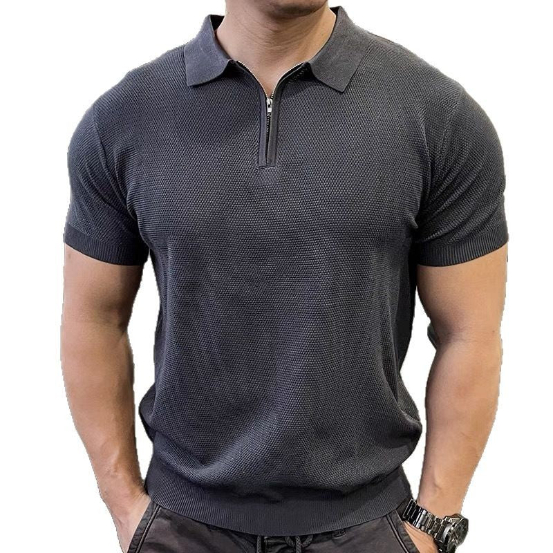 Herren Strukturierte Kurzarm Poloshirt Drune