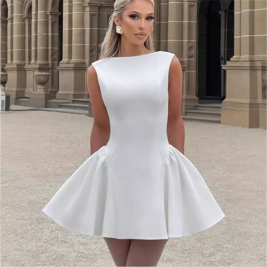 Damen Figurumspielendes Cocktailkleid mit schwingendem Rock und elegantem Ausschnitt Drune