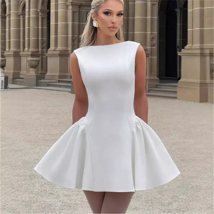Damen Figurumspielendes Cocktailkleid mit schwingendem Rock und elegantem Ausschnitt Drune