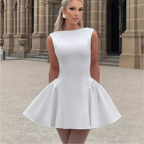 Damen Figurumspielendes Cocktailkleid mit schwingendem Rock und elegantem Ausschnitt Drune