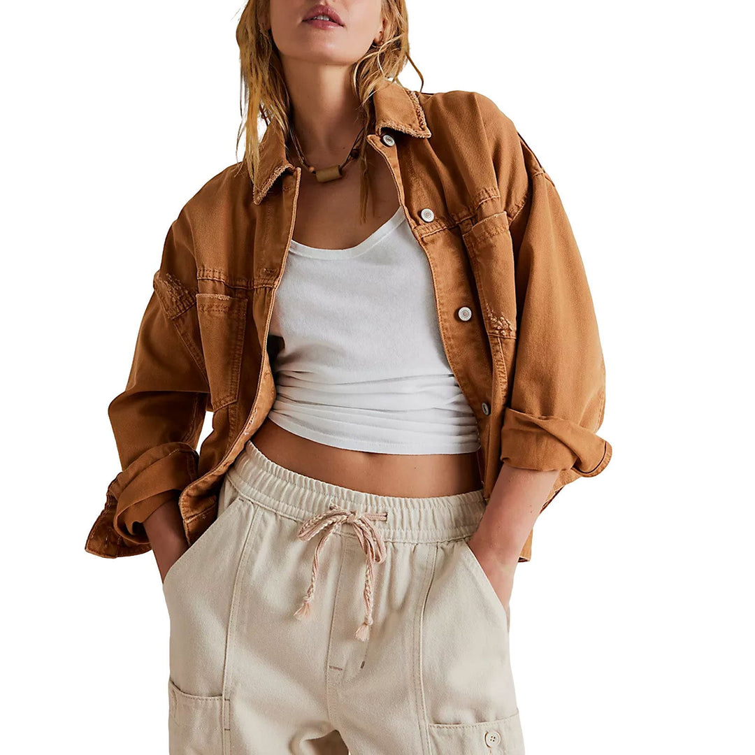 Damen lässige Oversized Denim-Jacke Drune