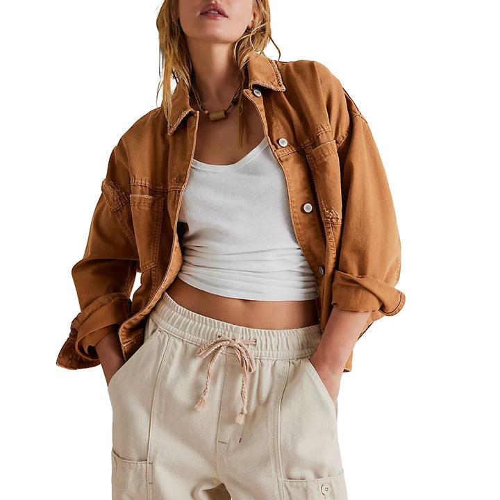 Damen lässige Oversized Denim-Jacke Drune