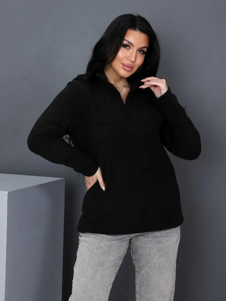 Damen Fleeceoberteil mit kurzem Halbzip und Stehkragen Drune