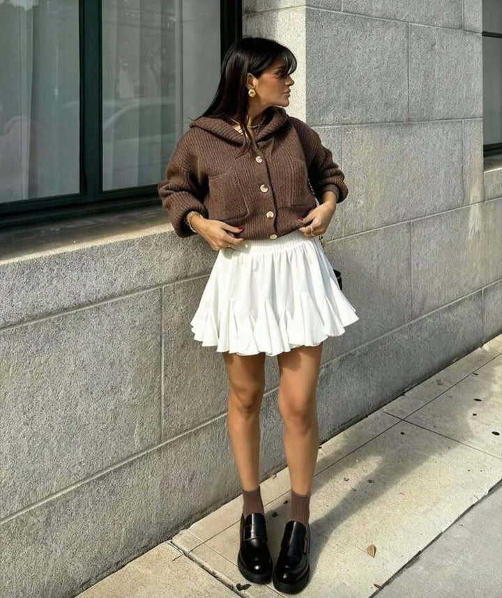 Damen Strickjacke mit Knöpfen und kontrastierendem Design Drune