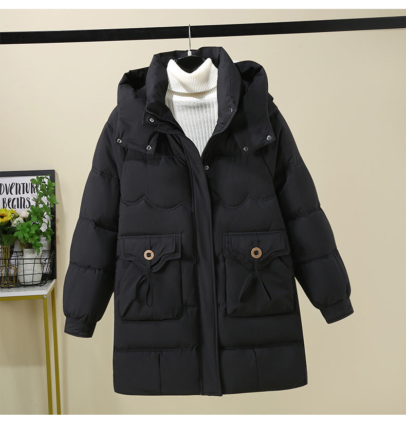 Damen Lange Pufferjacke mit praktischem Kapuzenkragen und großen Taschen Drune