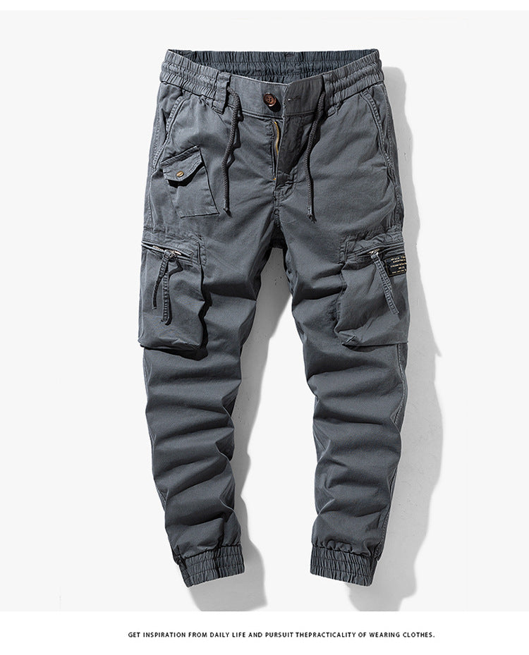 Herren Tapered-Utility-Cargohose mit elastischem Tunnelzugbund, großen Klapp­taschen und gerippten Bündchen Drune