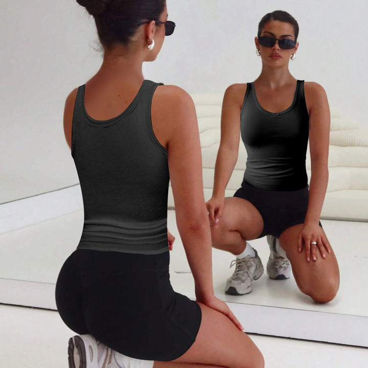 Damen Bequemes V-Ausschnitt Tanktop mit Rippstruktur Drune