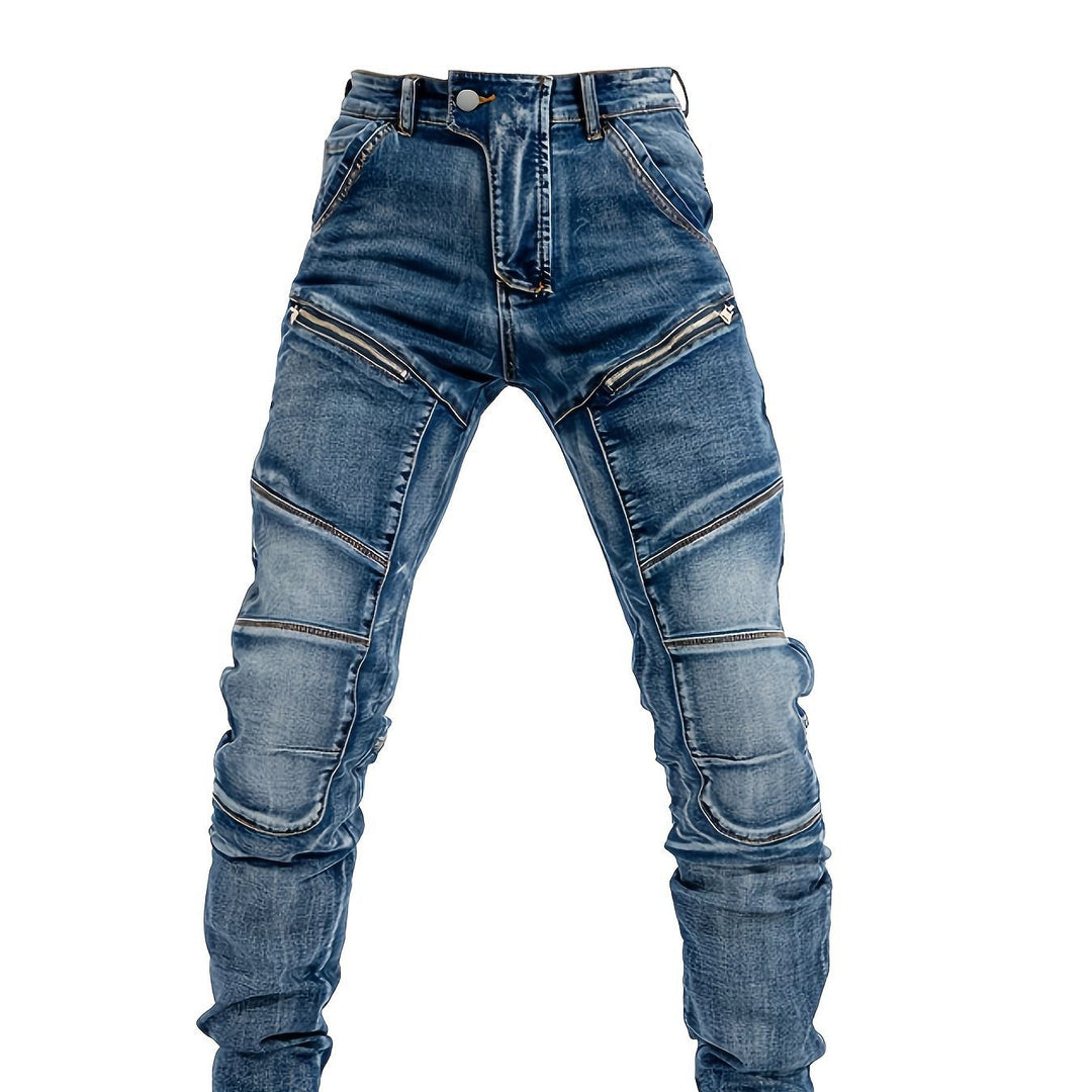 Herren Modische Jeans mit Reißverschluss-Details Drune