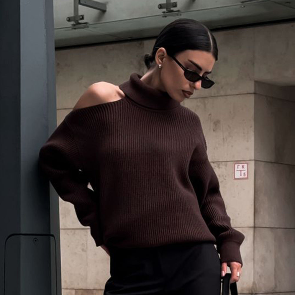 Damen Modischer Rollkragenpullover mit lässigem Schnitt Drune
