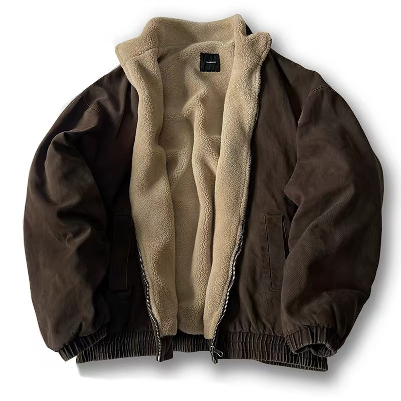 Unisex Wattierte Bomberjacke mit Teddyfutter Drune