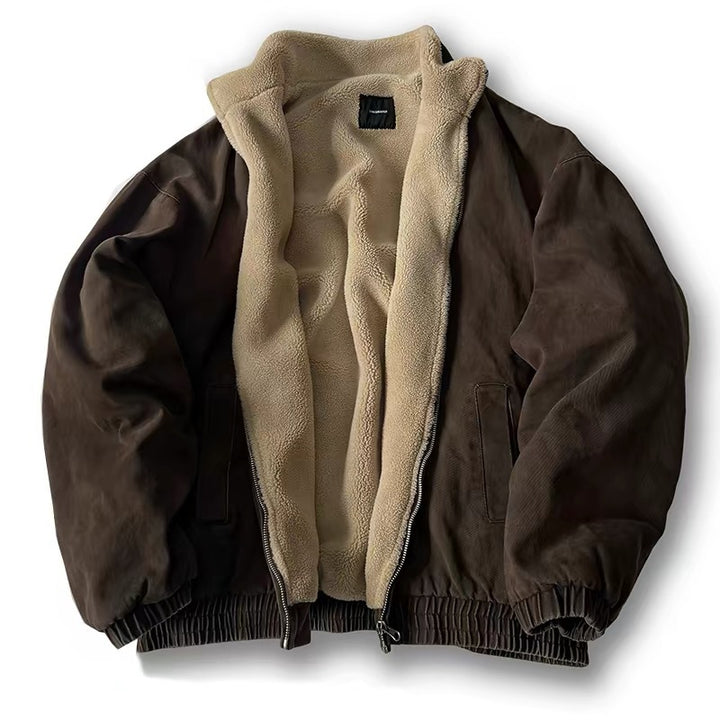 Unisex Wattierte Bomberjacke mit Teddyfutter Drune
