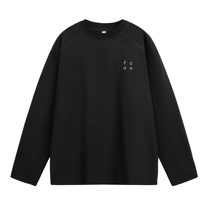 Unisex Oversize Langarmshirt aus Baumwollmix mit Raglannähten und minimalistischer Bruststickerei Drune