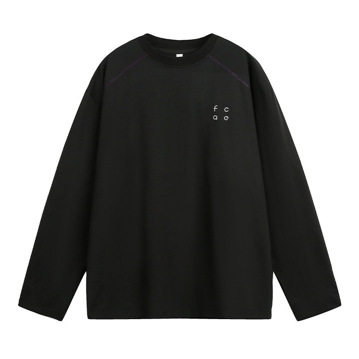 Unisex Oversize Langarmshirt aus Baumwollmix mit Raglannähten und minimalistischer Bruststickerei Drune