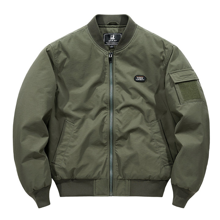 Herren klassische Bomberjacke im Pilotenstil mit Ärmel‑Utilitytasche und geripptem Saum Drune