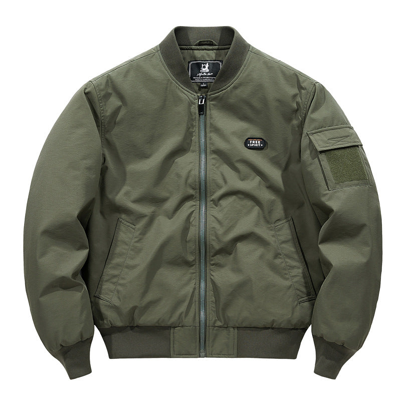 Herren Leichte Utility-Bomberjacke mit Ärmel‑Pattentasche und Rippbündchen Drune