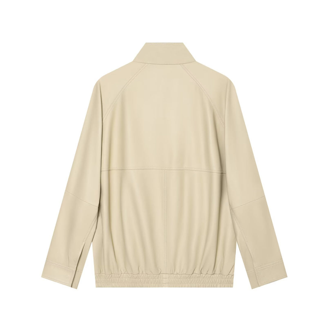 Damen Oversize Kunstleder-Blousonjacke mit Stehkragen Drune