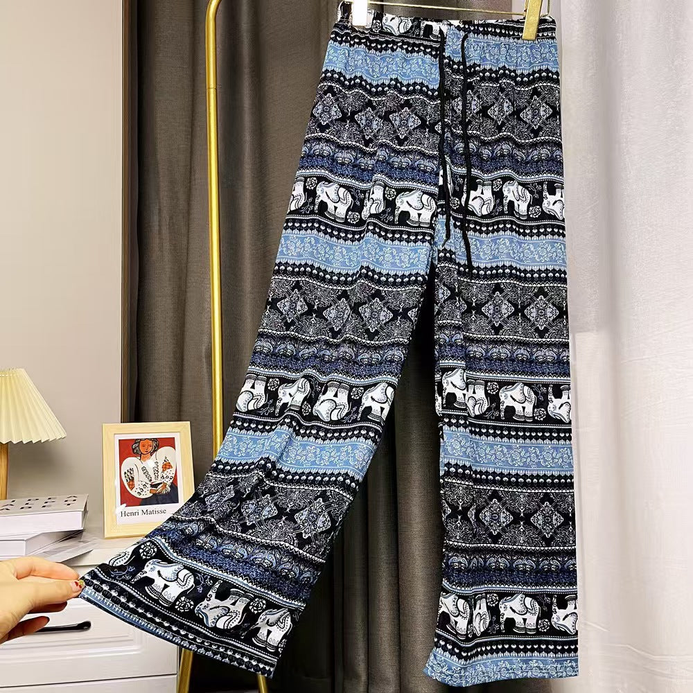 Damen Haremshose mit buntem Elefantenmuster Drune