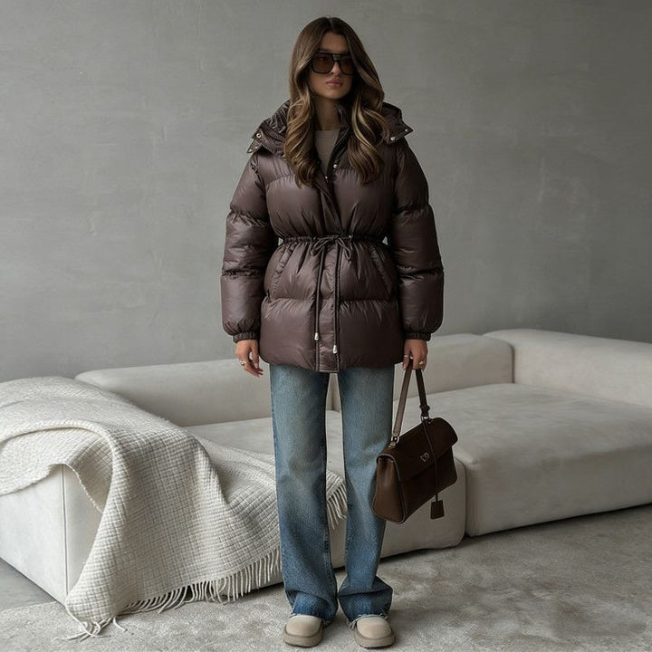 Damen Modische Kapuzenjacke mit Taillenzug