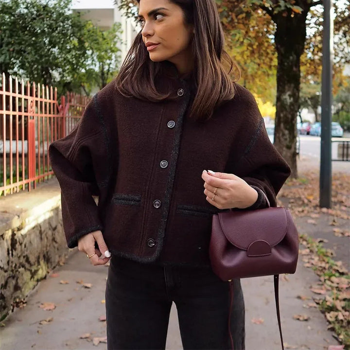 Damen modische oversized Wolljacke Drune