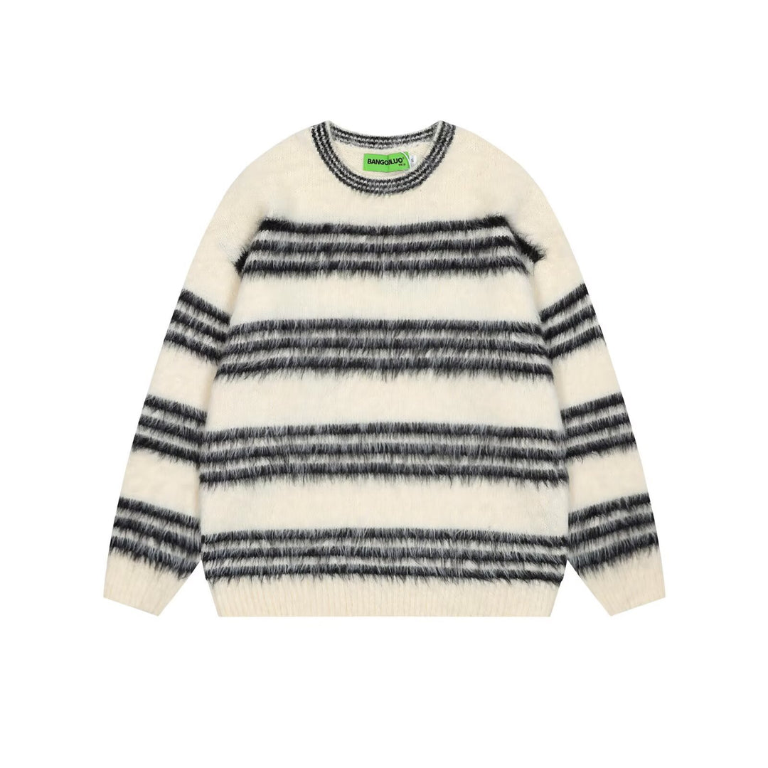 Damen Gemütlicher, gestreifter Grobstrickpullover Drune