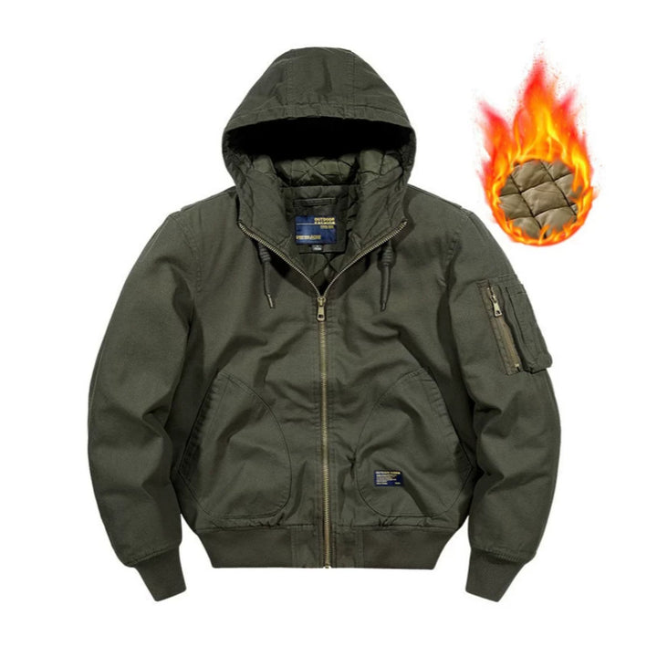 Herren Kapuzen-Bomberjacke mit gesteppter Thermo-Innenfüllung und robustem Canvas-Außenmaterial Drune