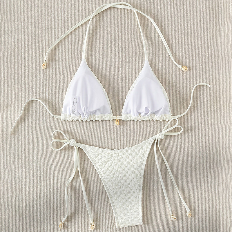 Damen Triangel-Bikini-Set mit verstellbaren Trägern und schönen Muschel-Details Drune