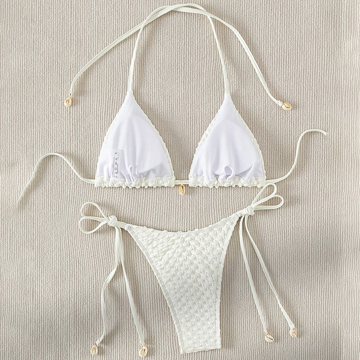 Damen Triangel-Bikini-Set mit verstellbaren Trägern und schönen Muschel-Details Drune
