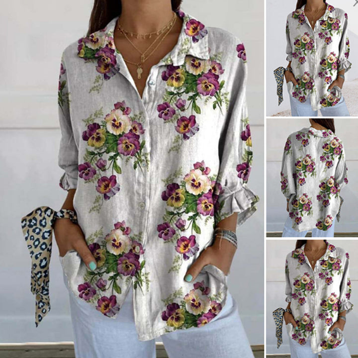Damen Bluse im floralen Design mit verdeckten Knopfleisten Drune