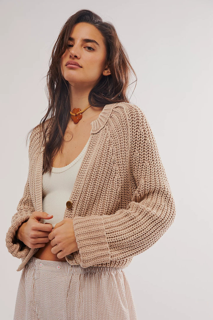 Damen lässiger Strickcardigan mit überschnittenen Schultern und Knopfdetails Drune