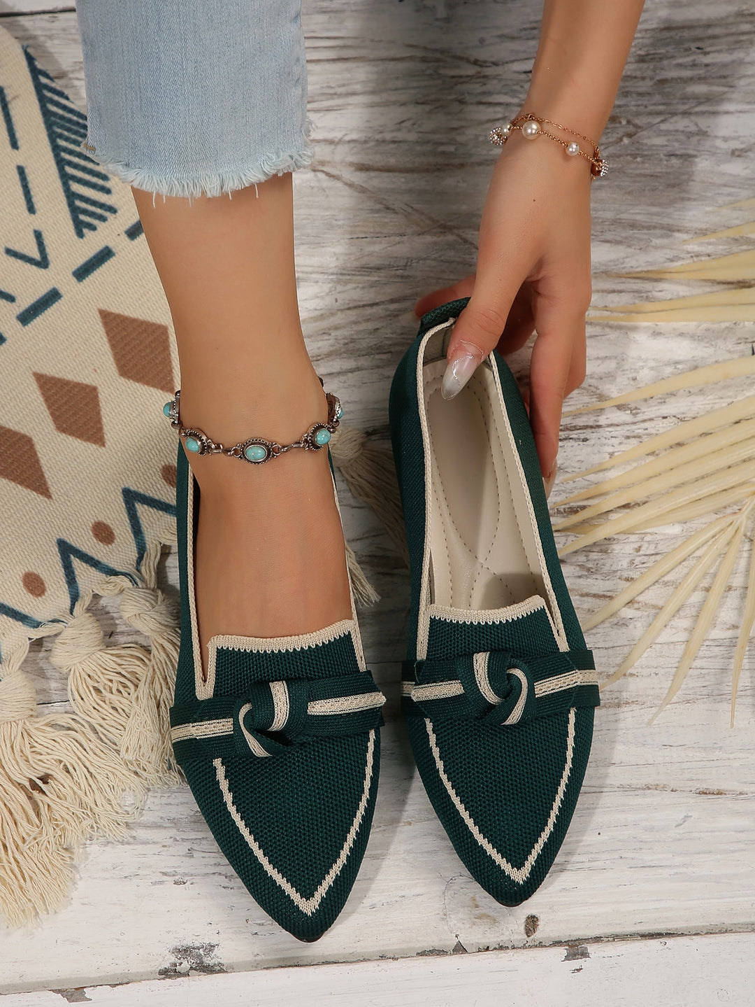 Damen Spangenballerinas mit Knötchen-Details und atmungsaktivem Obermaterial Drune