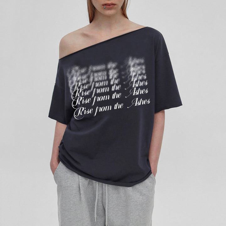 Damen Oversized T-Shirt mit Kristallverzierung und V-Ausschnitt Drune