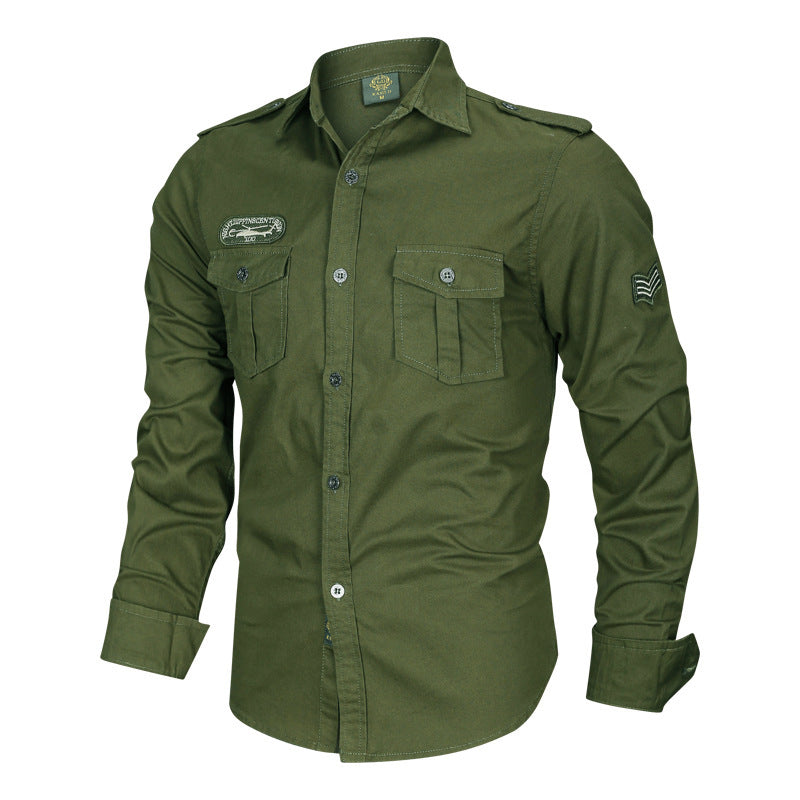 Herren nan Feldhemd aus Baumwoll-Twill mit Schulterklappen, aufgesetzten Brusttaschen und dezenter Patch-Verzierung Drune