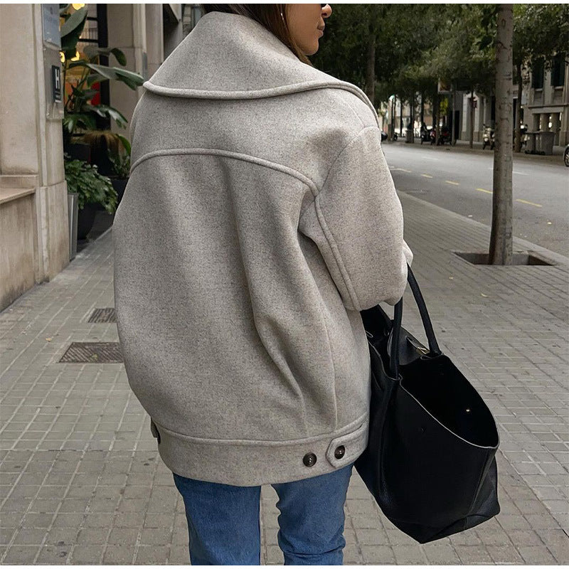 Damen Oversized Wollmantel Drune