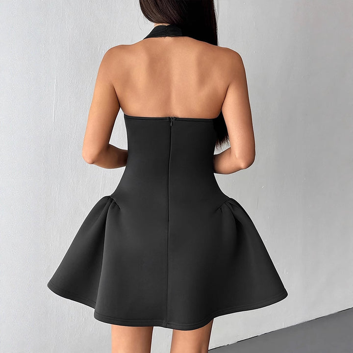 Damen Neckholder Kleid mit eleganter Rüsche und glamouösem Design Drune