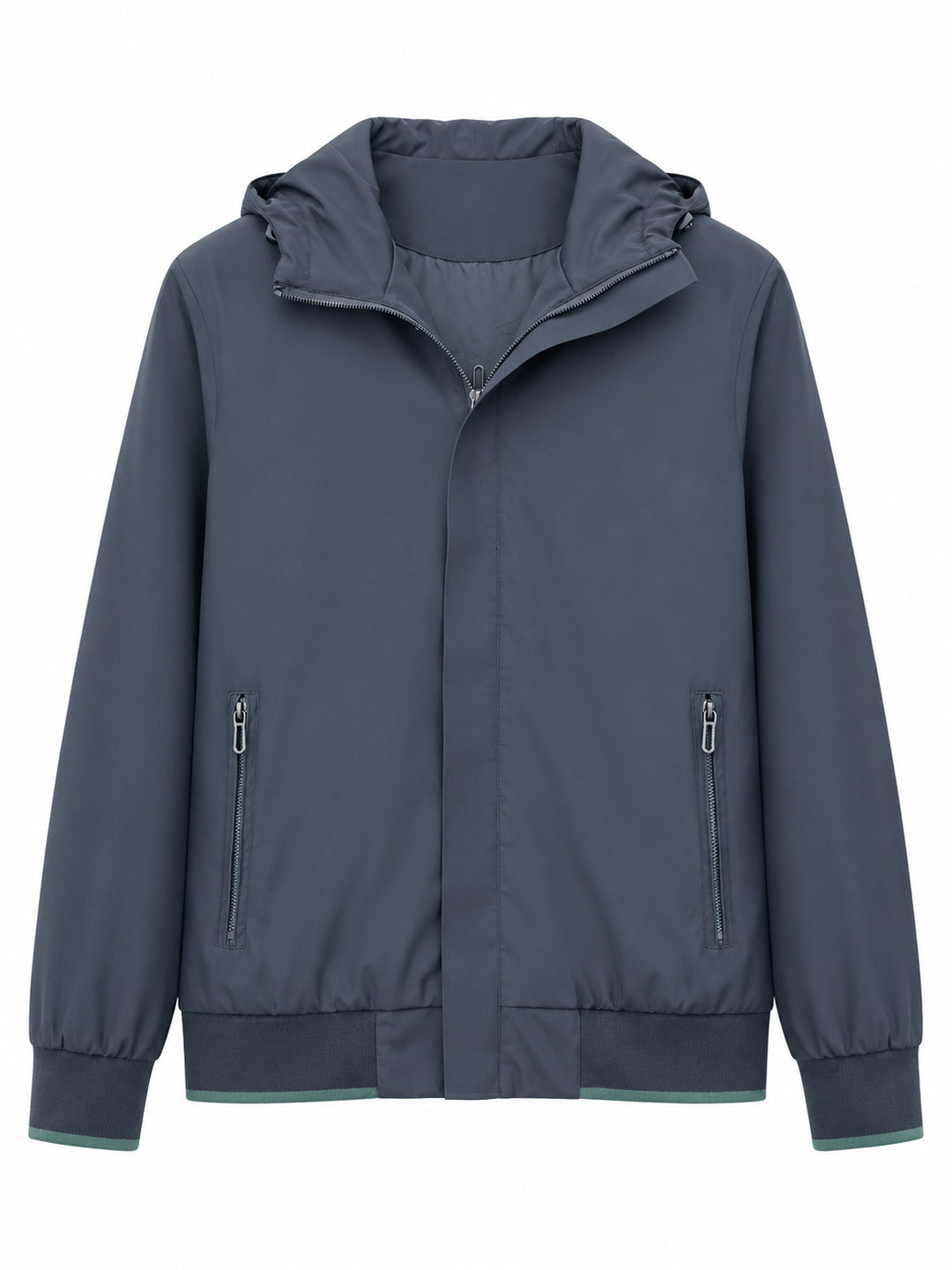 Herren Kapuzen-Blouson Leichter Windbreaker mit geripptem Saum und verdeckter Reißverschlussleiste Drune