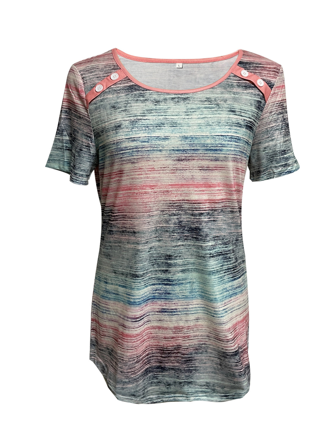 Damen nan leichtes Jersey-Longshirt mit horizontalem Pinselprint und Schulterknopfdetail Drune