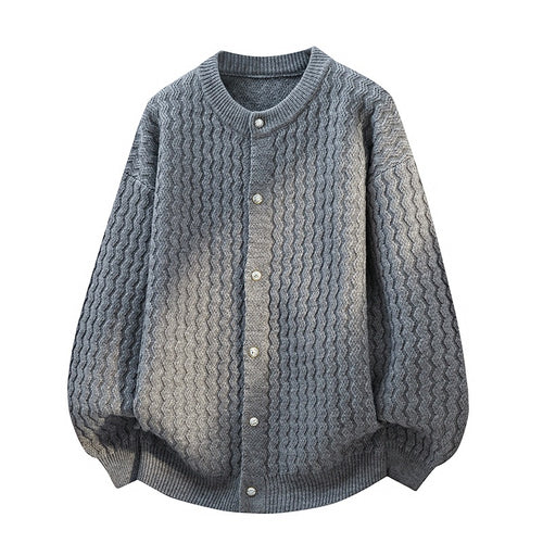 Damen Oversize-Strickjacke mit feiner Strukturstruktur & Perlenknopfleiste Drune