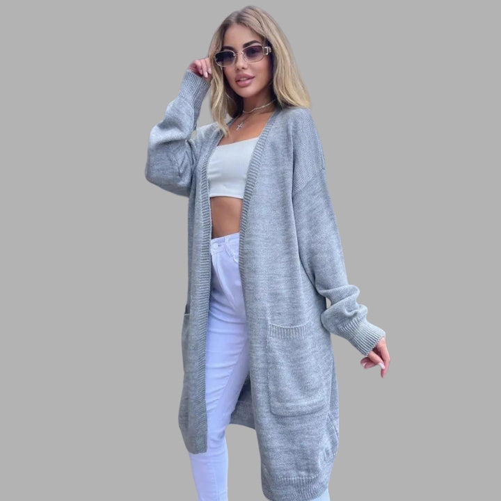 Damen Grobstrick-Cardigan mit großzügigen Taschen und offenem Schnitt Drune