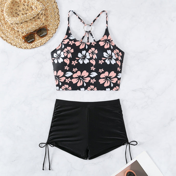Damen Bade-Top mit floralem Design und hochgeschnittenen Shorts Drune