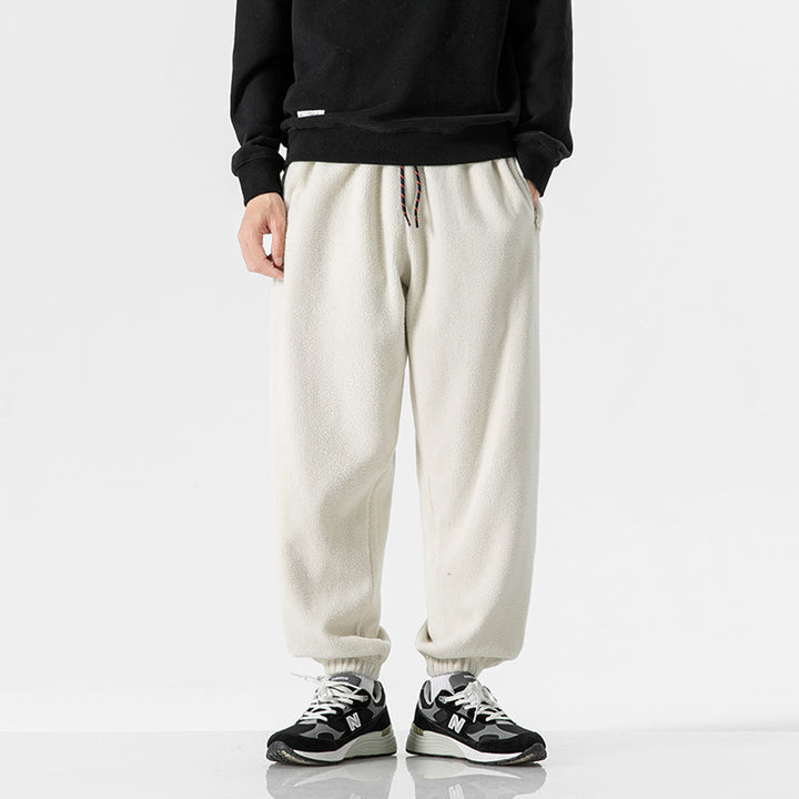 Herren Weit geschnittene Fleece-Jogginghose mit elastischen Bündchen und Eingrifftaschen Drune