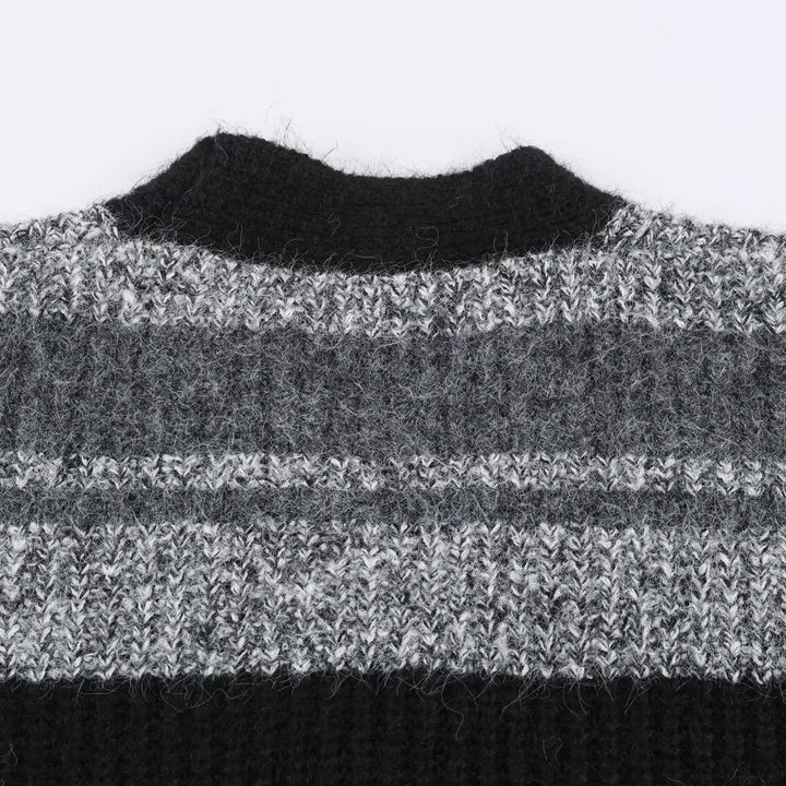 Damen Oversize Strickcardigan mit V-Ausschnitt, Streifenmuster und aufgesetzten Taschen Drune