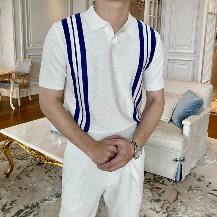 Herren Modisches Polohemd mit Streifen Drune